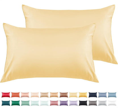 Cotton Pillow Cases Standard Size Set of 2, 600 Thread Count Pillowcases 20x26 Inches, Soft Long Staple Cotton Pillowcases Breathable with Envelope Closure, Mustard Yellow