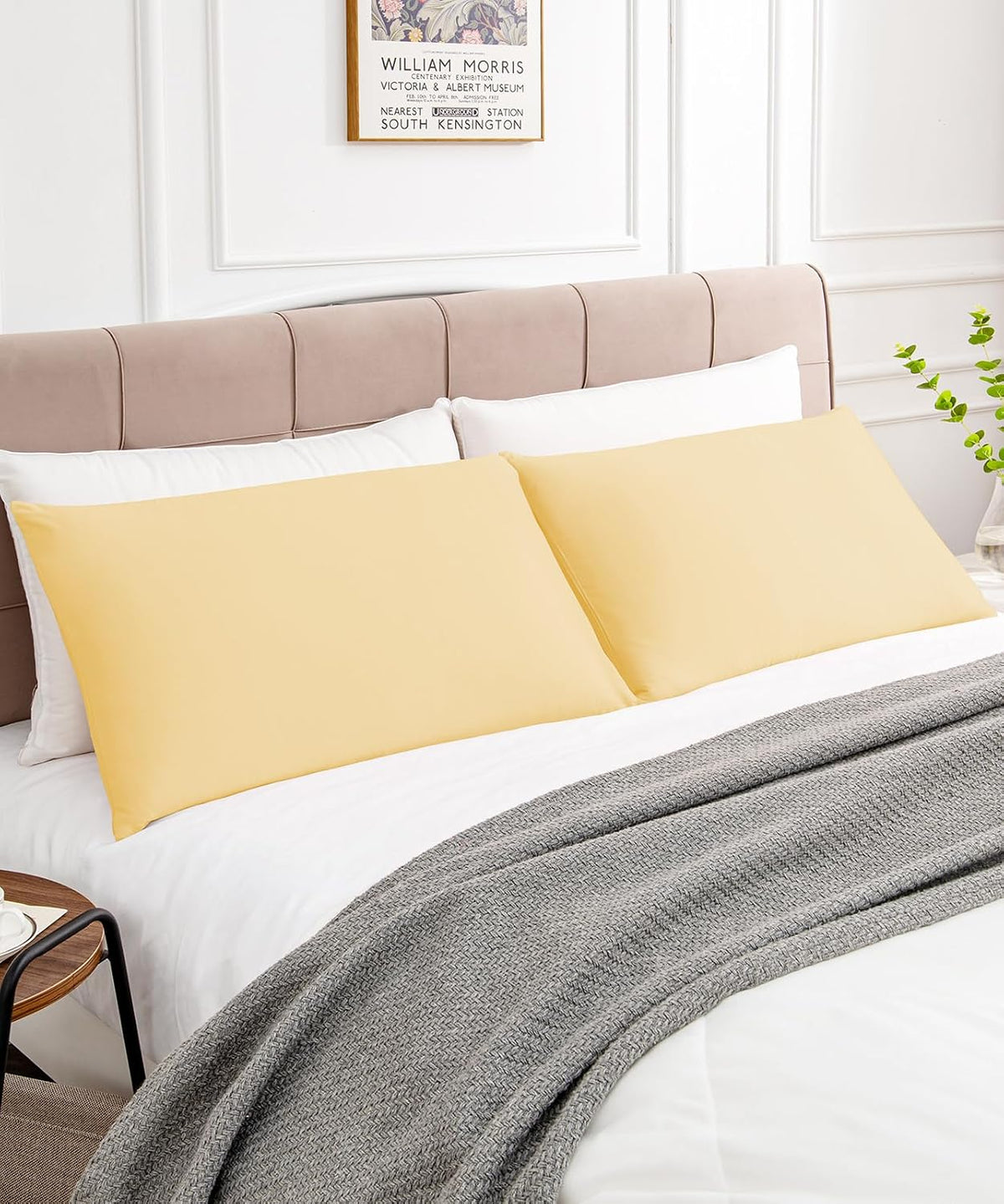 Cotton Pillow Cases Standard Size Set of 2, 600 Thread Count Pillowcases 20x26 Inches, Soft Long Staple Cotton Pillowcases Breathable with Envelope Closure, Mustard Yellow