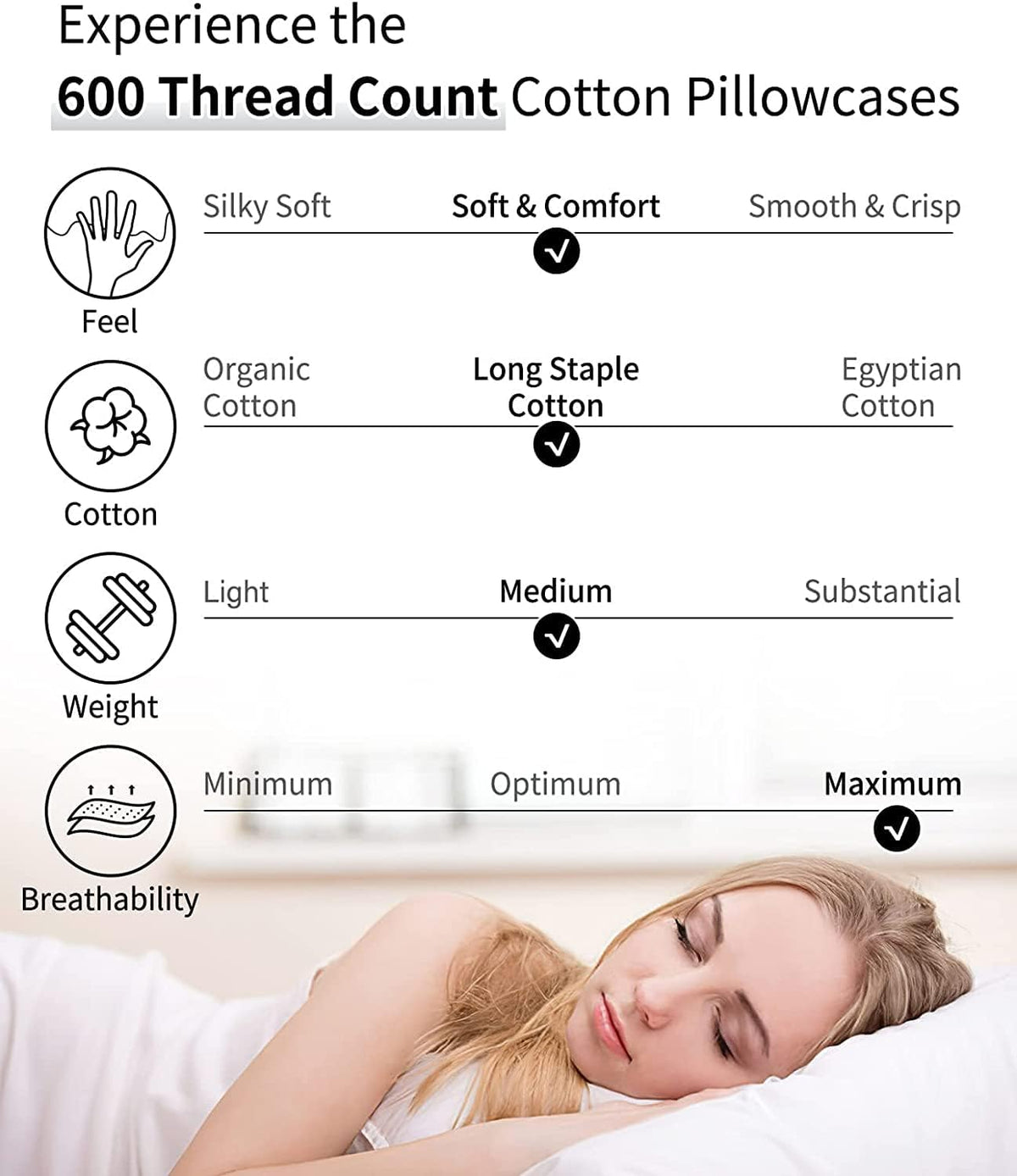 Cotton Pillow Cases Standard Size Set of 2, 600 Thread Count Pillowcases 20x26 Inches, Soft Long Staple Cotton Pillowcases Breathable with Envelope Closure, Mustard Yellow