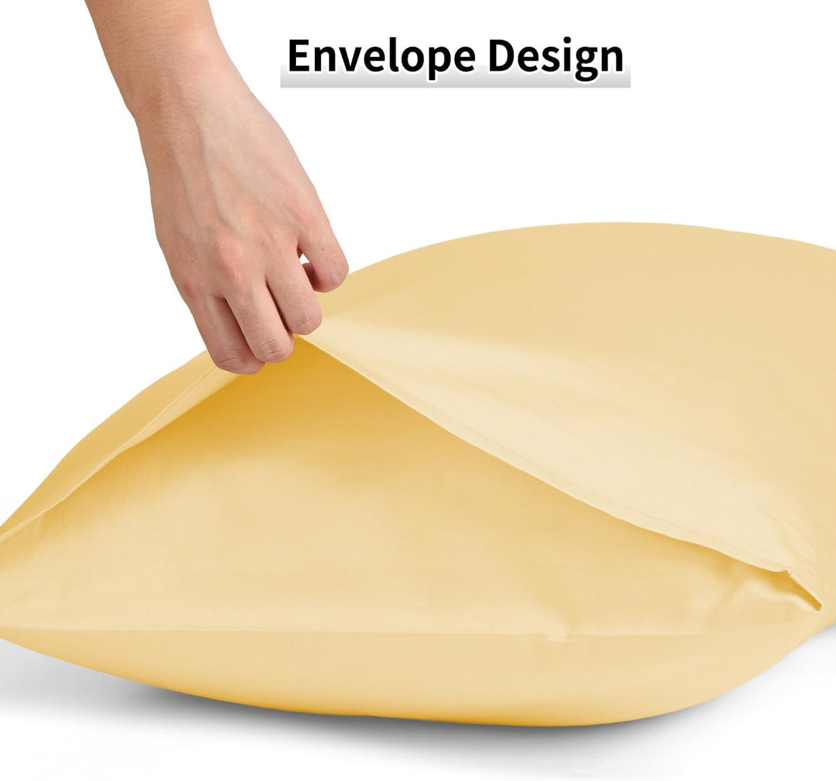 Cotton Pillow Cases Standard Size Set of 2, 600 Thread Count Pillowcases 20x26 Inches, Soft Long Staple Cotton Pillowcases Breathable with Envelope Closure, Mustard Yellow