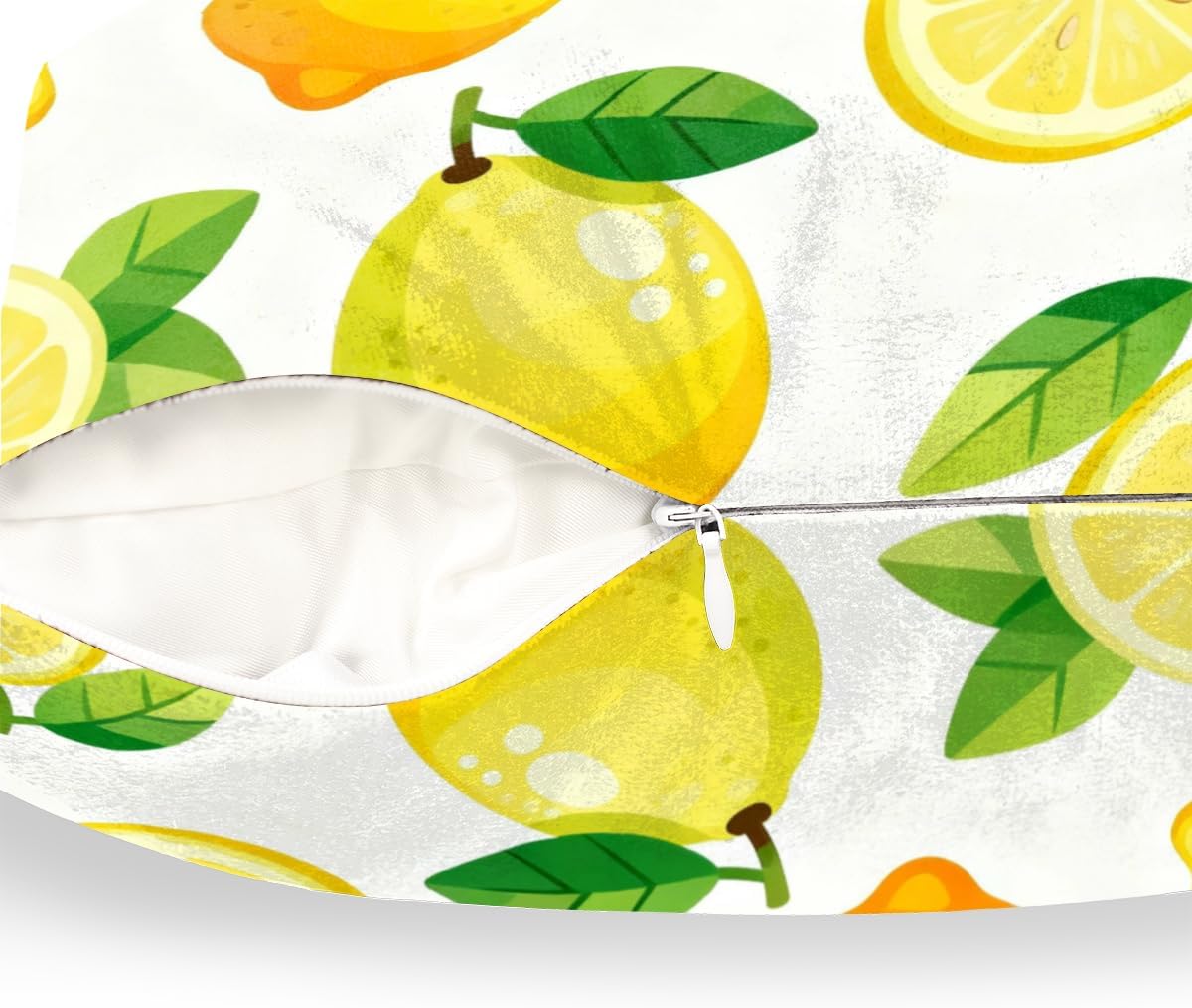 Fruit Lemon Yellow Pillow Covers 16x16 Inch Decorative Square Pillow Cases Soft Standard Modern Throw Pillow Covers for Home Sofa Living Room Bedroom Decor