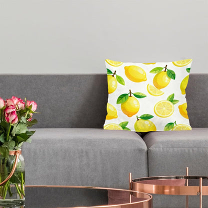 Fruit Lemon Yellow Pillow Covers 16x16 Inch Decorative Square Pillow Cases Soft Standard Modern Throw Pillow Covers for Home Sofa Living Room Bedroom Decor