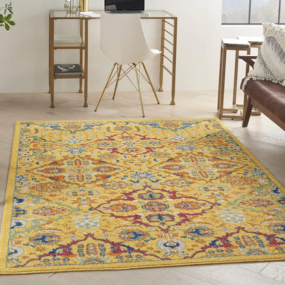 Allur Yellow Multicolor 4' x 6' Area Rug - Easy Clean, Non Shedding, Bed Room, Living Room, Dining Room, Kitchen (4' x 6')