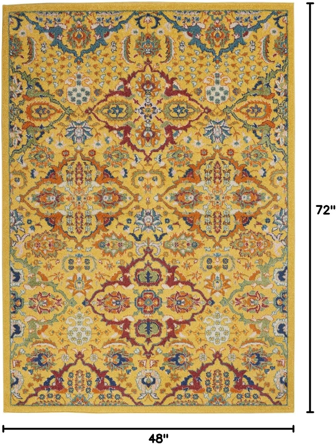 Allur Yellow Multicolor 4' x 6' Area Rug - Easy Clean, Non Shedding, Bed Room, Living Room, Dining Room, Kitchen (4' x 6')