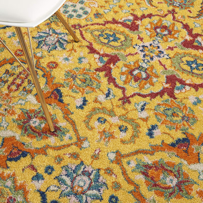 Allur Yellow Multicolor 4' x 6' Area Rug - Easy Clean, Non Shedding, Bed Room, Living Room, Dining Room, Kitchen (4' x 6')