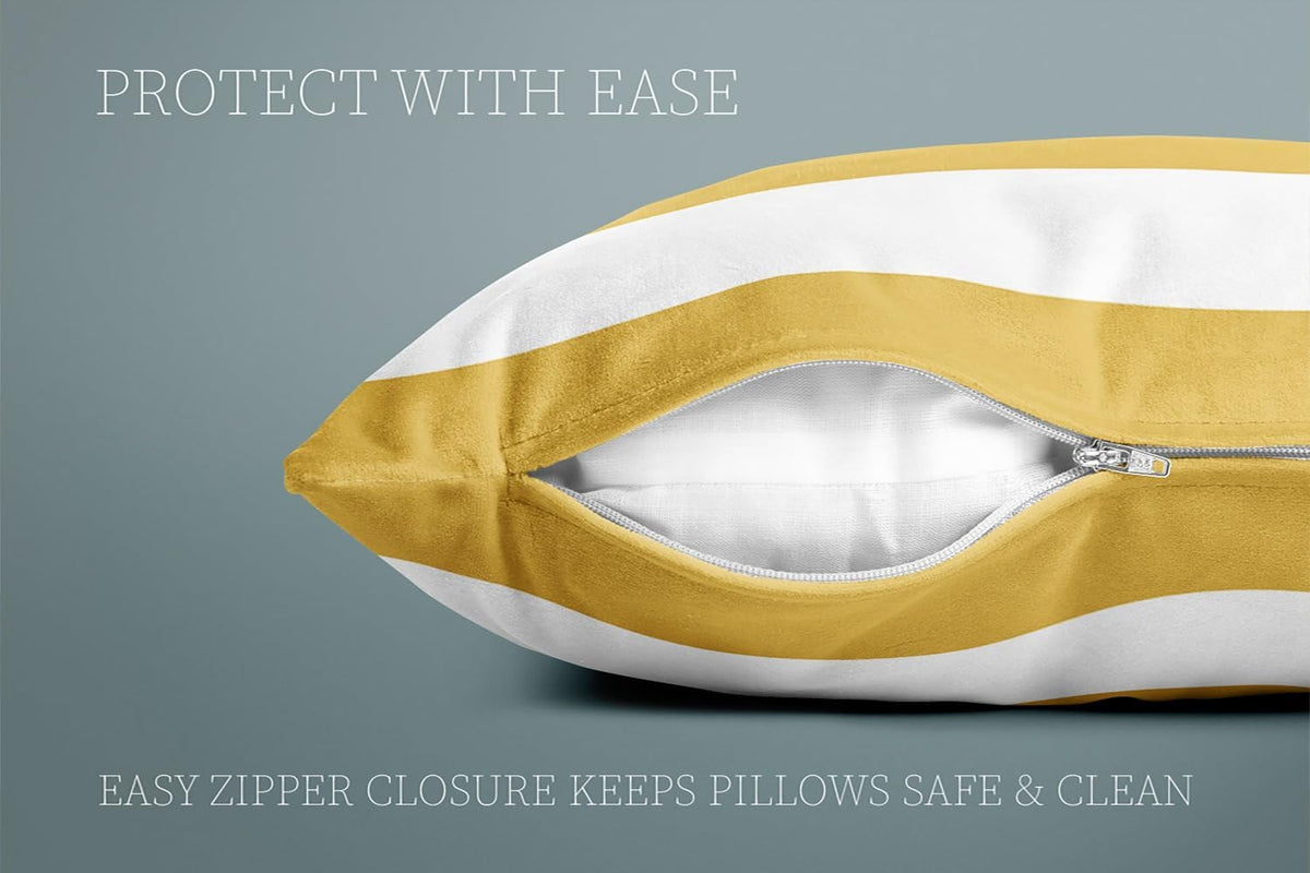 Yellow Stripe Standard Pillowcase Rectangle Zippered Double Sided Printing 20x26 Inches Decorative Throw Pillow Case Cushion Cover