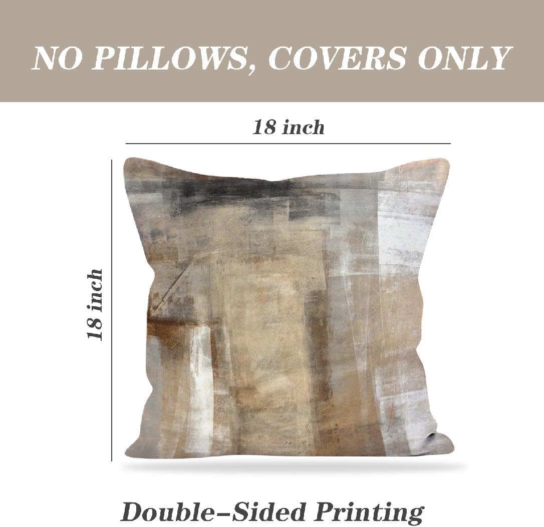 Throw Pillow Covers for Couch, 18x18 Inch, Set of 2, Beige