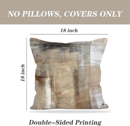 Throw Pillow Covers for Couch, 18x18 Inch, Set of 2, Beige
