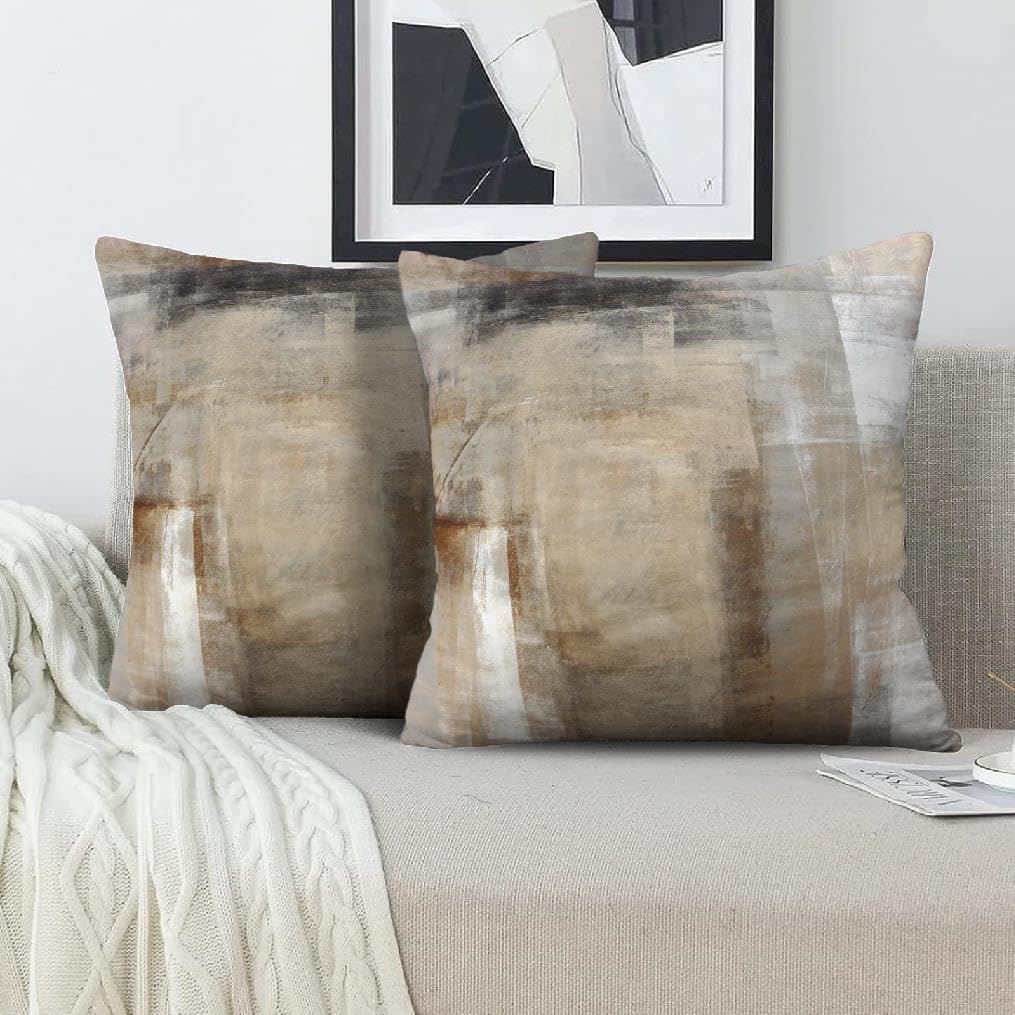 Throw Pillow Covers for Couch, 18x18 Inch, Set of 2, Beige