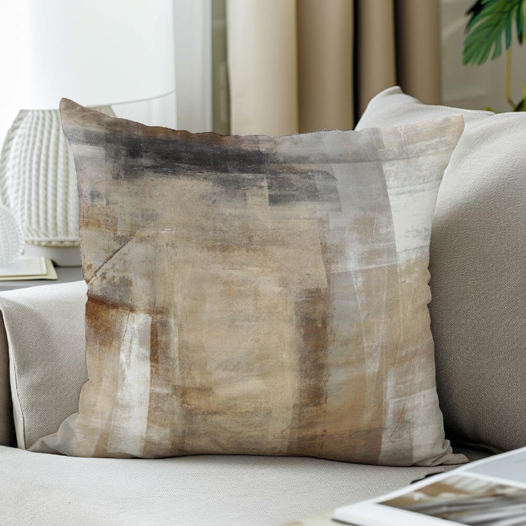 Throw Pillow Covers for Couch, 18x18 Inch, Set of 2, Beige