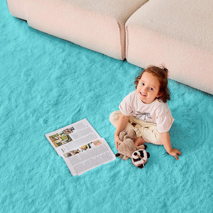 4x6 Aqua Blue Rugs for Bedroom, Ultra-Soft Fluffy Area Rugs for Living Room, 4 x 6 Shag Carpet for Nursery, Kids, Girl, Boy, Baby, Plush, Fuzzy, Shaggy, Cute Home Decor