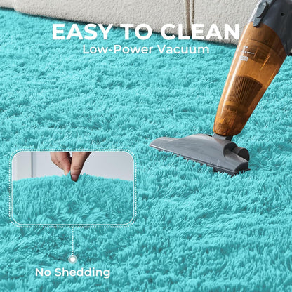 4x6 Aqua Blue Rugs for Bedroom, Ultra-Soft Fluffy Area Rugs for Living Room, 4 x 6 Shag Carpet for Nursery, Kids, Girl, Boy, Baby, Plush, Fuzzy, Shaggy, Cute Home Decor