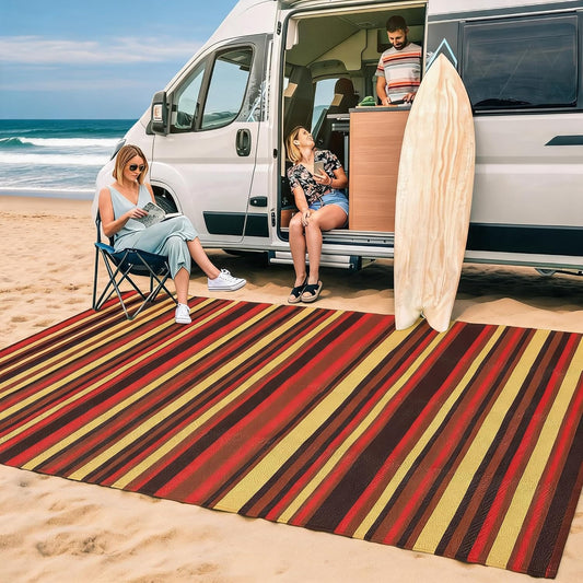 Modern 9x12 Outdoor Rug Colorful Striped Red Plastic Straw Rugs