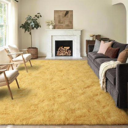 5x8 Non-Slip Fluffy Area Rugs for Living Room (Yellow)