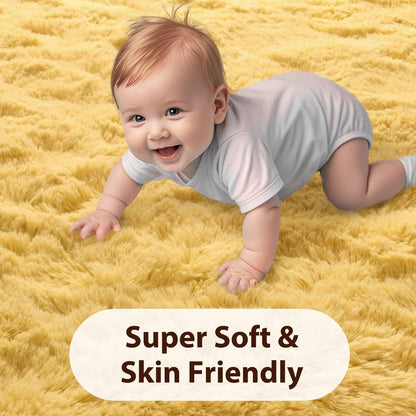 5x8 Non-Slip Fluffy Area Rugs for Living Room (Yellow)