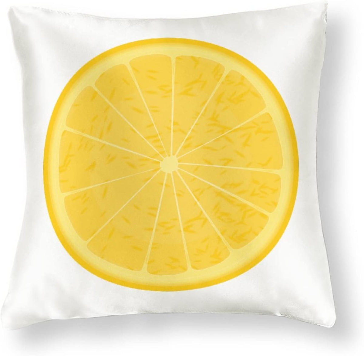 Big Pillows for Bed 16"x16" Lemon Slices Satin Cushion Covers Lemon Fruit Yellow Summer Throw Pillow Cover Square Zippered Pillowcase for Couch Sofa Bedroom Car Living Room