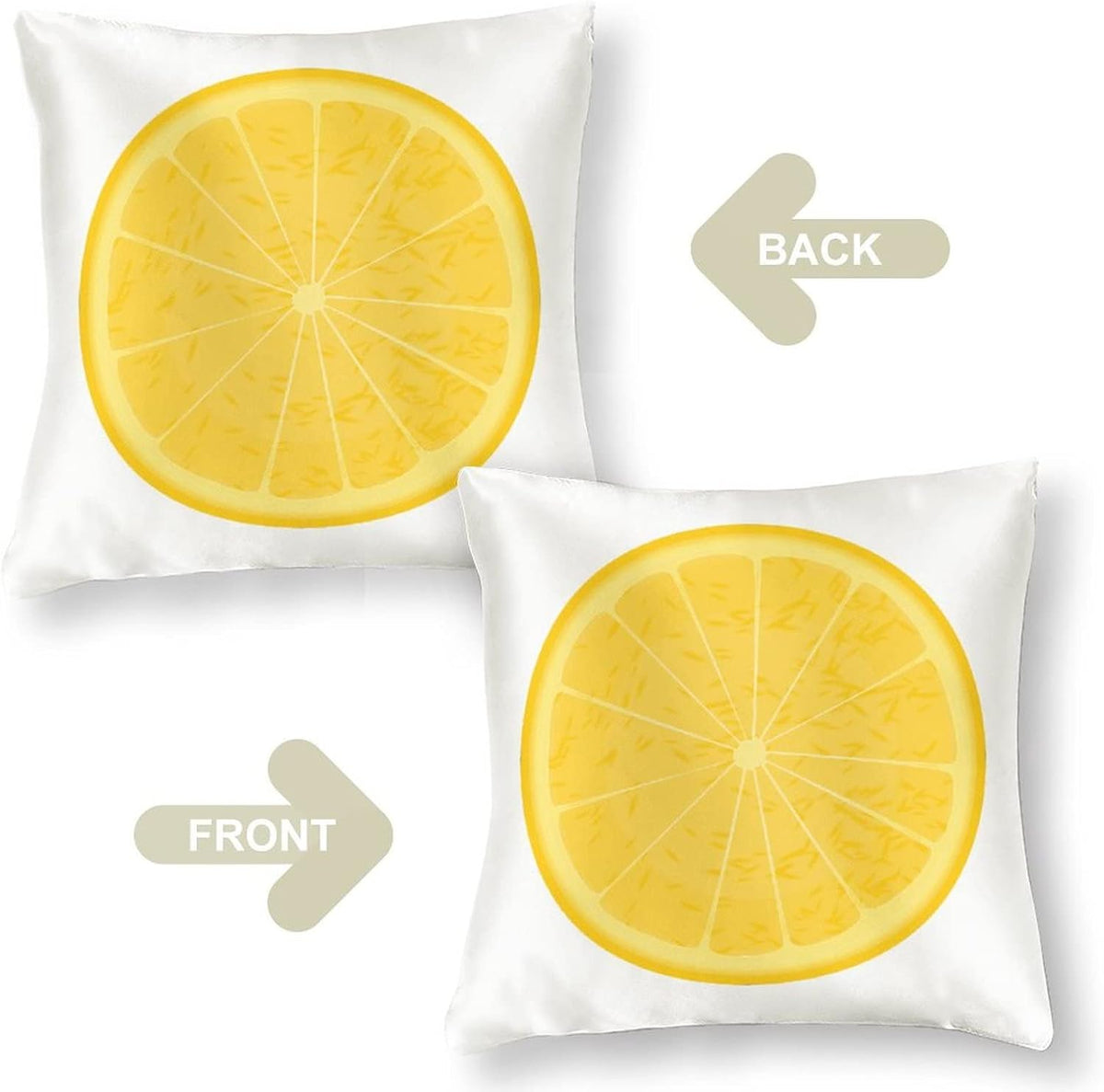Big Pillows for Bed 16"x16" Lemon Slices Satin Cushion Covers Lemon Fruit Yellow Summer Throw Pillow Cover Square Zippered Pillowcase for Couch Sofa Bedroom Car Living Room