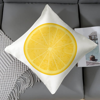 Big Pillows for Bed 16"x16" Lemon Slices Satin Cushion Covers Lemon Fruit Yellow Summer Throw Pillow Cover Square Zippered Pillowcase for Couch Sofa Bedroom Car Living Room