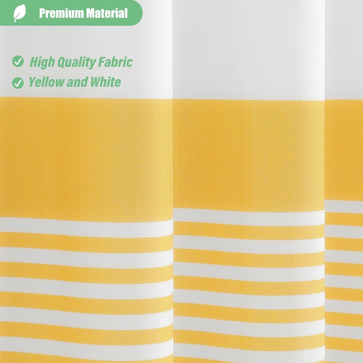 Stall Fabric Shower Curtain, 54x78 Modern Farmhouse Yellow and White Boho Striped Cloth Shower Curtain with Tassels, Hotel Luxury Bathroom Shower Curtain Set with 10 Hooks, Yellow, 54x78