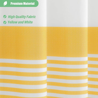Stall Fabric Shower Curtain, 54x78 Modern Farmhouse Yellow and White Boho Striped Cloth Shower Curtain with Tassels, Hotel Luxury Bathroom Shower Curtain Set with 10 Hooks, Yellow, 54x78