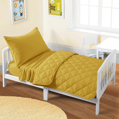 4-Piece Microfiber Toddler Bedding Set, Yellow