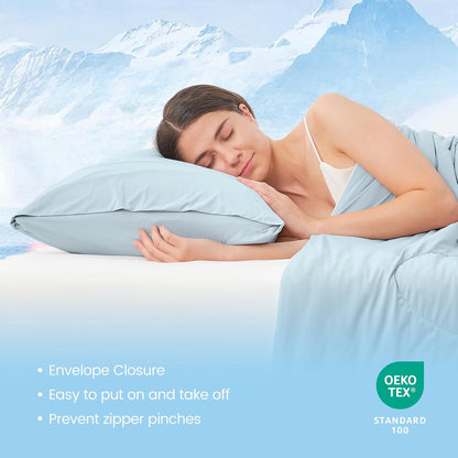2 Pack Cooling Pillow Cases, Standard 20" x 26", Blue