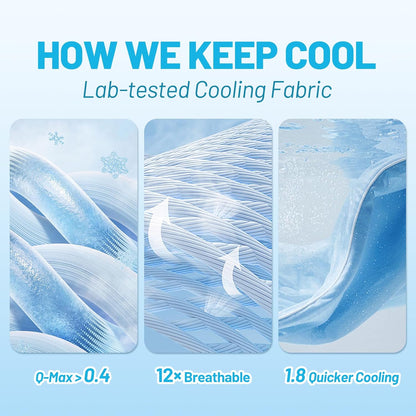 2 Pack Cooling Pillow Cases, Standard 20" x 26", Blue