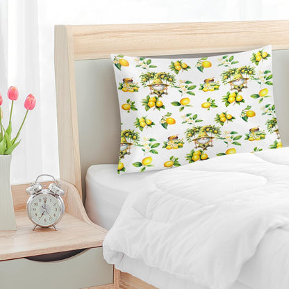 Satin Pillowcase for Hair and Skin Flower Yellow Lemon Soft Slip Cooling Pillow Covers with Hidden Zipper Standard Size Pillow Case for Bed Couch Women Men Kids Girls Boys 20x26in