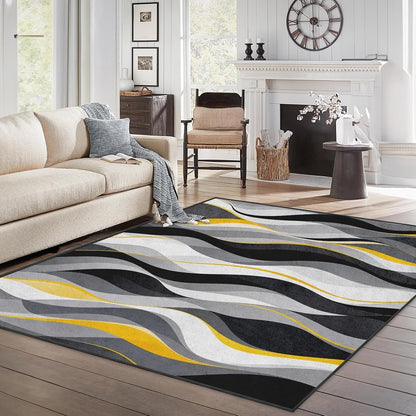 Area Rug 5'x7' Abstract Modern Yellow for Living Room