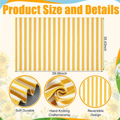 3' X 5' Yellow and White Fall Vertical Stripe Outdoor Rug