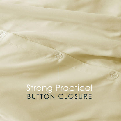 Vanilla Yellow Duvet Cover Queen Size 3 Piece Set | Soft Double Brushed Bedding Set, Button Closure, 1 Duvet Cover 90x90 Inches, 2 Pillow Shams