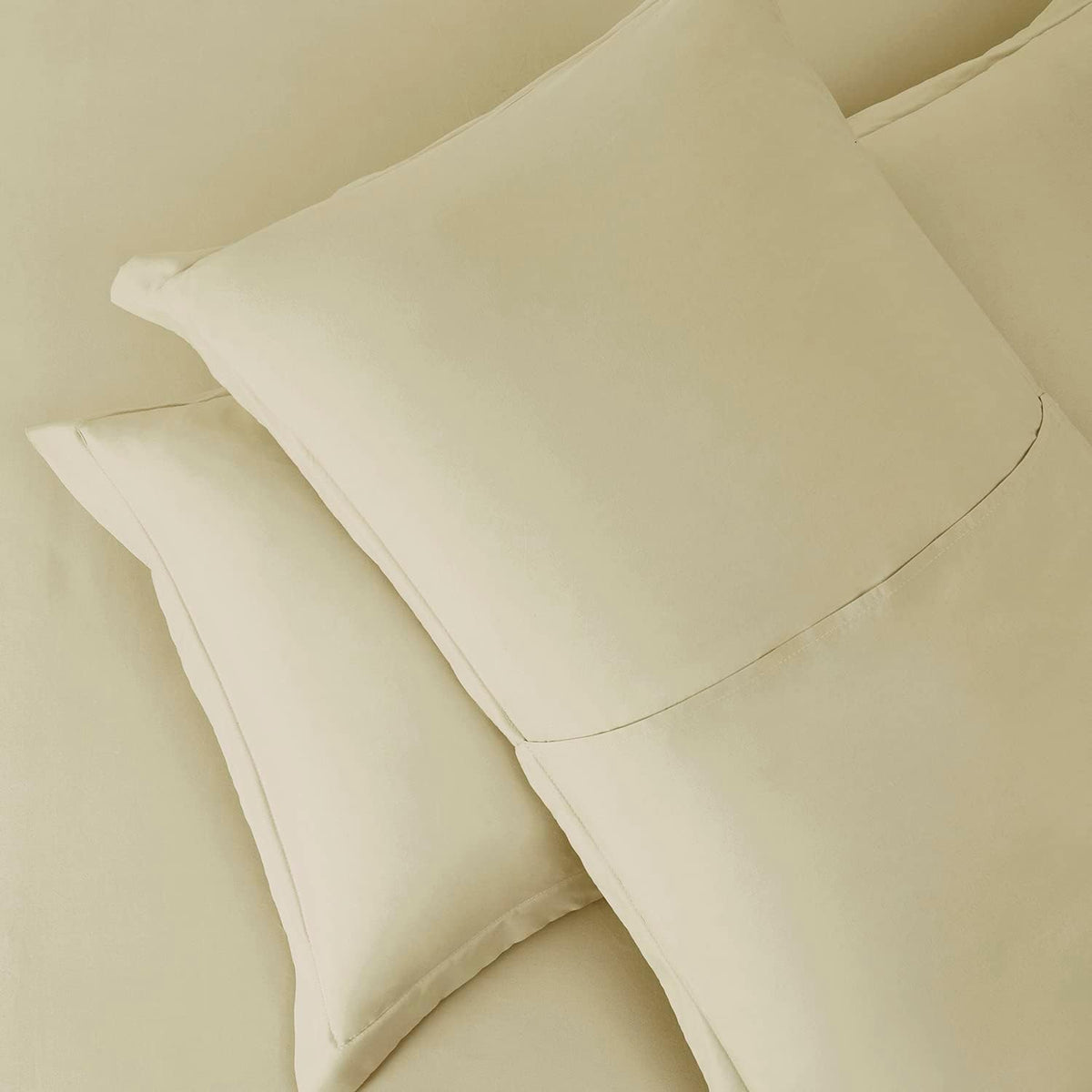 Vanilla Yellow Duvet Cover Queen Size 3 Piece Set | Soft Double Brushed Bedding Set, Button Closure, 1 Duvet Cover 90x90 Inches, 2 Pillow Shams