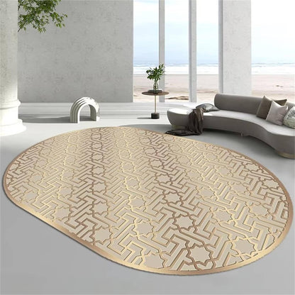 Gold Lines Area Rug, 2x3ft, Modern Golden Geometric Print Indoor Flat Woven Oval Rug, Abstract Yellow Marble Anti-Slip Carpet for Office Kitchen Bedroom Entrance Children Room Baby Crawling Mat