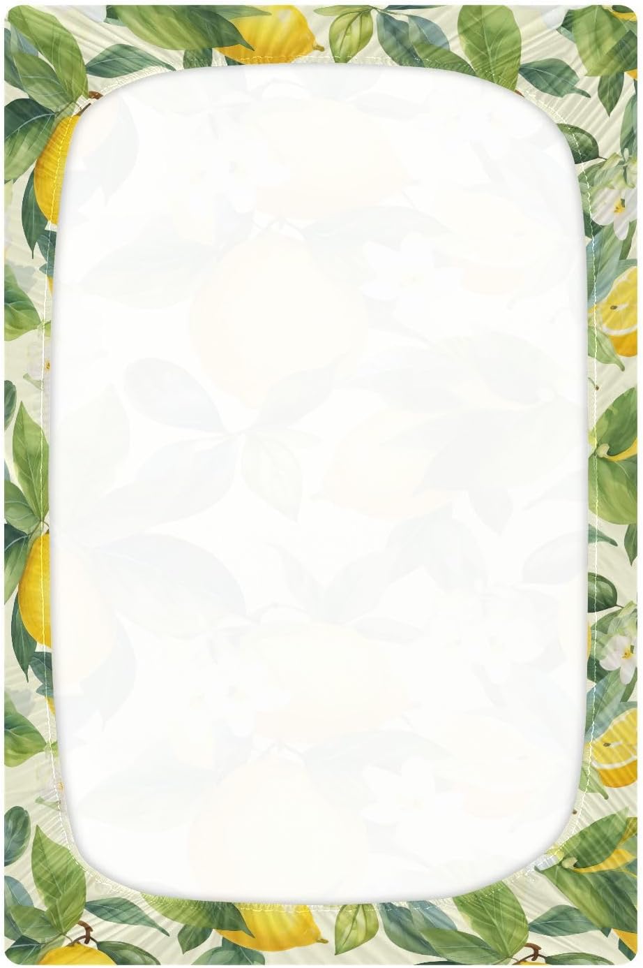 Floral Lemons Flowers Yellow Fitted Crib Sheets for Pack and Play Playard Sheet for Daycare with Soft and Breathable Material Baby Bed Sheets for Baby Boys Girls (52" x 28")