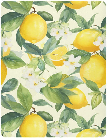 Floral Lemons Flowers Yellow Fitted Crib Sheets for Pack and Play Playard Sheet for Daycare with Soft and Breathable Material Baby Bed Sheets for Baby Boys Girls (52" x 28")
