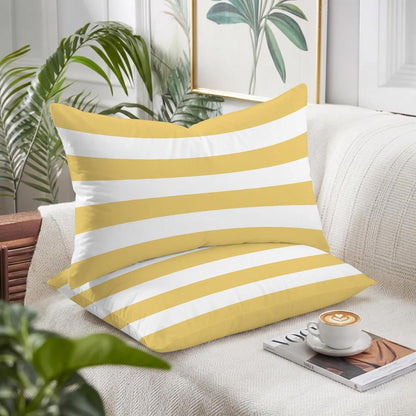 Lemon Yellow Striped Pillow Cases Standard Size Set of 2 - Microfiber Bed Throw Pillow Covers, Modern Yellow Stripes Farmhouse Decorative Lumbar Pillow Cover with Envelope Closure for Sofa 20"x26"