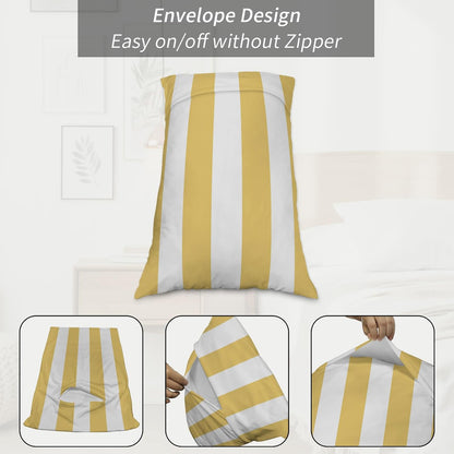 Lemon Yellow Striped Pillow Cases Standard Size Set of 2 - Microfiber Bed Throw Pillow Covers, Modern Yellow Stripes Farmhouse Decorative Lumbar Pillow Cover with Envelope Closure for Sofa 20"x26"
