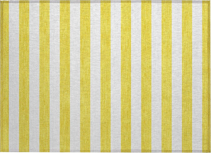 2' X 3' Yellow and White Striped Washable Indoor Outdoor Area Rug