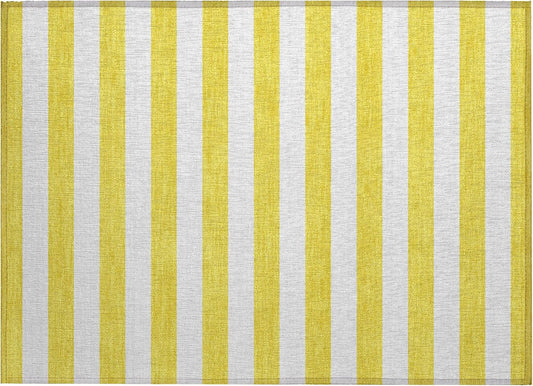 2' X 3' Yellow and White Striped Washable Indoor Outdoor Area Rug