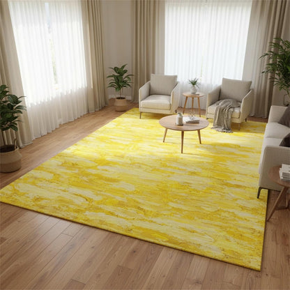 Minimalist Abstract Oil Painting Texture Livingroom Rugs 6x9 Modern Bright Yellow Art Deco Aesthetic Area Rug for Bedroom Dining Room Soft Washable Non Skid Big Carpet Thin Entryway Floor Mats