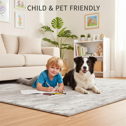 Minimalist Abstract Oil Painting Texture Livingroom Rugs 6x9 Modern Bright Yellow Art Deco Aesthetic Area Rug for Bedroom Dining Room Soft Washable Non Skid Big Carpet Thin Entryway Floor Mats