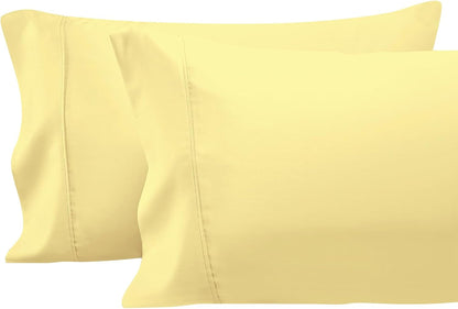100% Cotton Queen Size Pillowcases 400 Thread Count Mellow Yellow