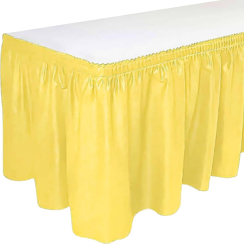 Plastic Table Skirt, 29 inches by 14 feet Yellow