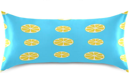 Yellow Lemon Slices Satin Pillowcase, Softer Than Silk Pillow Cases - Smooth Cooling Satin Pillow Cover with Envelope Closure, Standard Size (20"x26")
