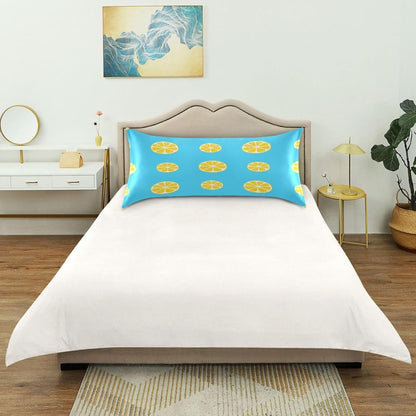 Yellow Lemon Slices Satin Pillowcase, Softer Than Silk Pillow Cases - Smooth Cooling Satin Pillow Cover with Envelope Closure, Standard Size (20"x26")