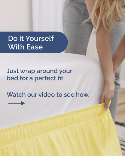 CGK Linens Wrap Around Dust Ruffle Bed Skirt - Queen, 15" Yellow