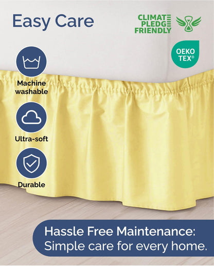 CGK Linens Wrap Around Dust Ruffle Bed Skirt - Queen, 15" Yellow