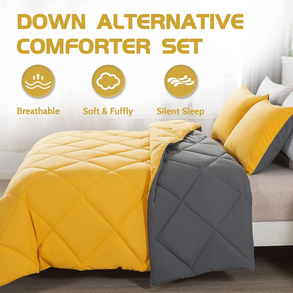 Lightweight 2 Pieces Comforter Set Twin Quilted Duvet Insert
