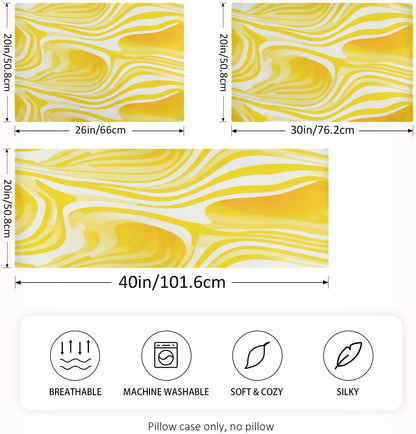 Envelope Enclosure Silk Pillowcase, Wrinkle Resistant Aesthetic Bed Sleeping Pillow Cover for Hair and Skin, 20"X 26", (Lemon Yellow Stripe)