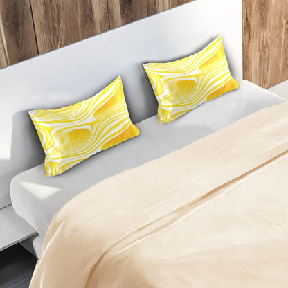 Envelope Enclosure Silk Pillowcase, Wrinkle Resistant Aesthetic Bed Sleeping Pillow Cover for Hair and Skin, 20"X 26", (Lemon Yellow Stripe)